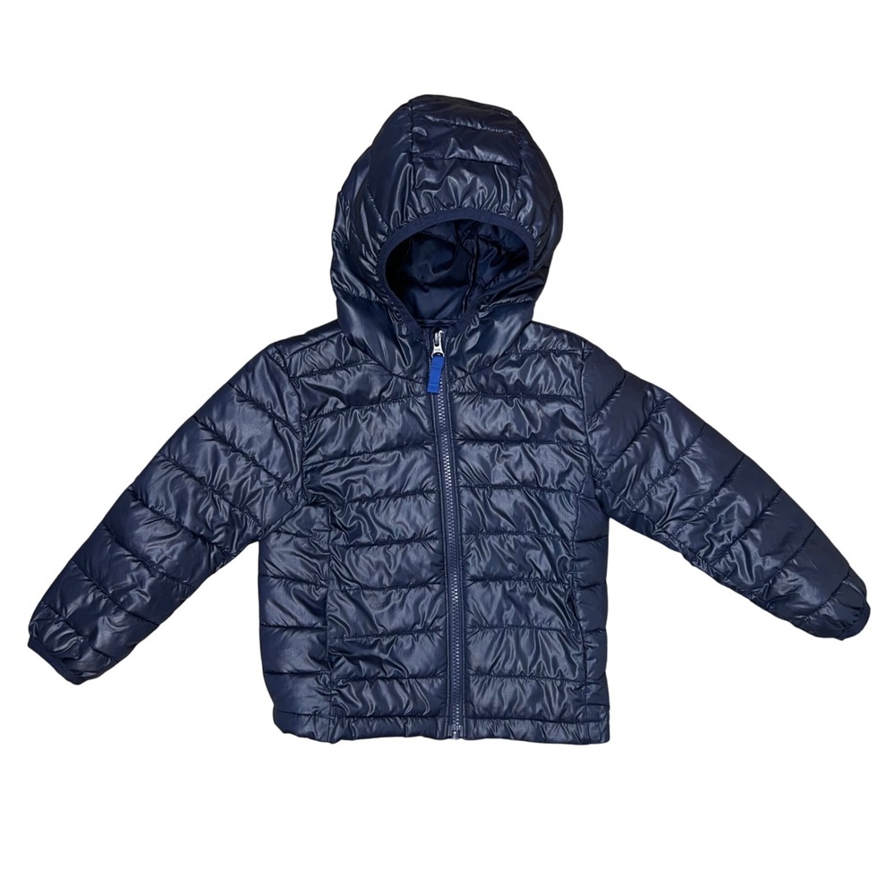 Primary Kids Navy Blue Lightweight Hooded Puffer Jacket Size 3 23H2AC005